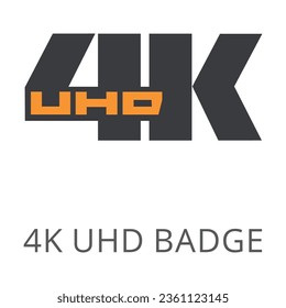 4K UHD badge isolated on white. Colored flat vector icon of 4K image resolution ultra high definition emblem. Signs and symbols concept