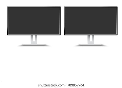 4K UHD IPS Monitor mockup isolated on white background with copy space. Modern stylish lcd panel.Screen to display your designs.Modern technology,lcd,led. Vector illustration