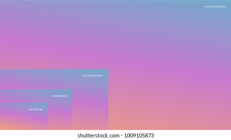 	
4K UHD, Quad HD, Full HD and HD resolution presentation scale frame with abstract color powder background. Vector illustration with TV symbols and icons