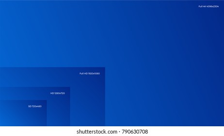 	
4K UHD, Quad HD, Full HD and HD resolution presentation scale frame with abstract color powder background. Vector illustration with TV symbols and icons