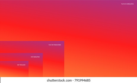 	
4K UHD, Quad HD, Full HD and HD resolution presentation scale frame with abstract color powder background. Vector illustration with TV symbols and icons