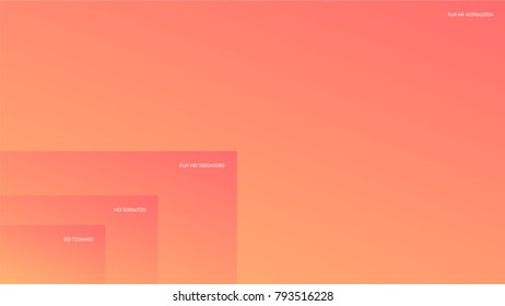 	
4K UHD, Quad HD, Full HD and HD resolution presentation scale frame with abstract color powder background. Vector illustration with TV symbols and icons