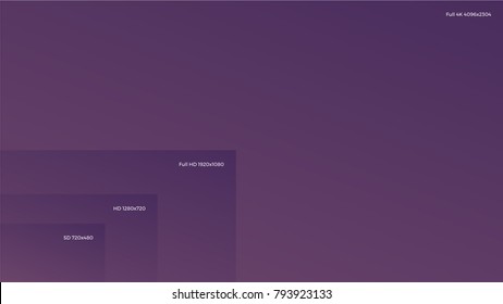 	
4K UHD, Quad HD, Full HD and HD resolution presentation scale frame with abstract color powder background. Vector illustration with TV symbols and icons
