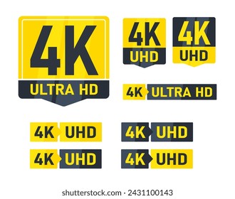 4K UHD resolution icon for web. High Definition monitor display resolution standard. Vector illustration