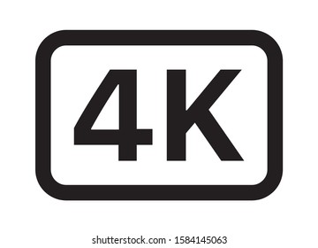 4K UHD video image resolution or media badge label line art vector icon for apps and websites