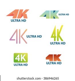 4K ultra HD badge label icon