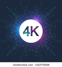 4K Ultra HD badge vector icon. Abstract gradient background style 4K UHD TV symbol.