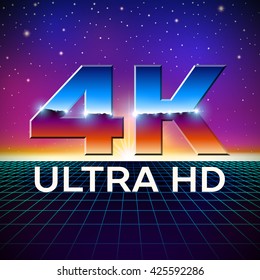 4k Ultra HD format logo with shiny letters