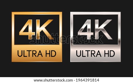 4k ultra HD, gold and silver badges. 4K video resolution, vector illustration.