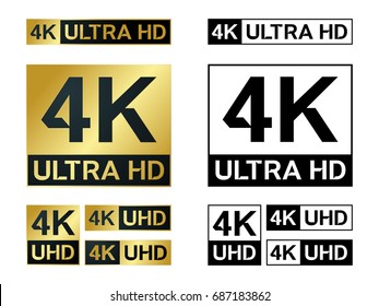 4k Ultra Hd icon. Vector 4K UHD TV symbol of High Definition monitor display resolution standard.