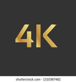 4K Ultra HD label. golden emblem.