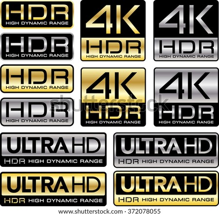 4K and Ultra HD logos with HDR mention