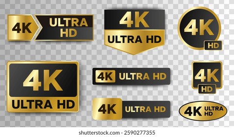 4K Ultra HD low banner design icon. set of 4k ultra high definition banner. vector