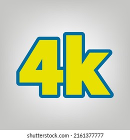 4K Ultra HD Sign. Icon In Colors Of Ukraine Flag (yellow, Blue) At Gray Background. Illustration.