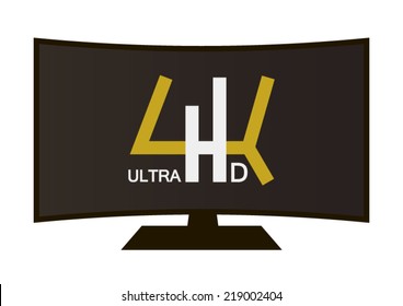 4k ultra hd TV on curved screen concept design