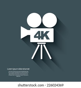 4k ultra hd video recorder icon isolated on background. Eps10 vector illustration