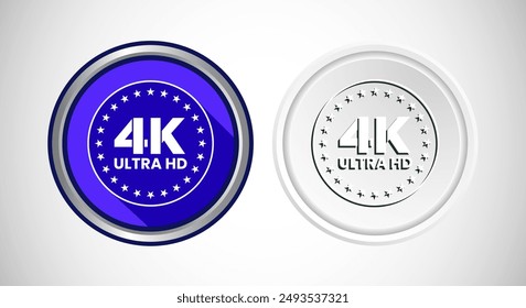 4K Ultra HD Video Resolution Icon Button Set Design Illustration, High Definition TV, 4K Web Button