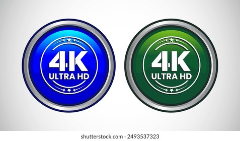 4K Ultra HD Video Resolution Icon Button Set Design Illustration, High Definition TV, 4K Web Button