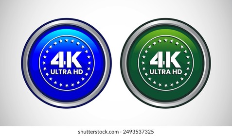 4K Ultra HD Video Resolution Icon Button Set Design Illustration, High Definition TV, 4K Web Button