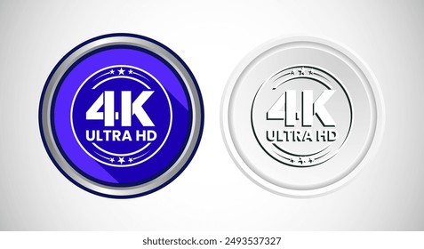 4K Ultra HD Video Resolution Icon Button Set Design Illustration, High Definition TV, 4K Web Button