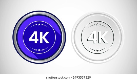 4K Ultra HD Video Resolution Icon Button Set Design Illustration, High Definition TV, 4K Web Button