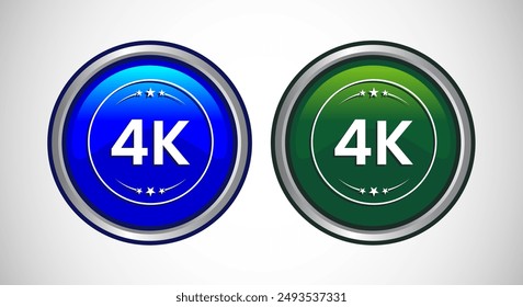 4K Ultra HD Video Resolution Icon Button Set Design Illustration, High Definition TV, 4K Web Button