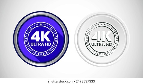 4K Ultra HD Video Resolution Icon Button Set Design Illustration, High Definition TV, 4K Web Button