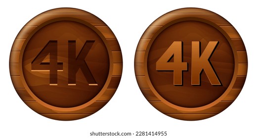 4k ultra HD, wooden badges. 4K video resolution, vector illustration.