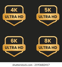 4k Ultra Hd,5k Ultra Hd,6k Ultra Hd,8k Ultra Hd Resolution Icons Set