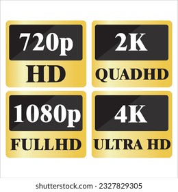 4k ultrahd , 2k quadhd , 1080 fullhd and 720 hd dimensions of video