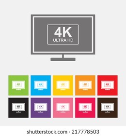 4K UltraHD TV or computer PC monitor display icon - Vector