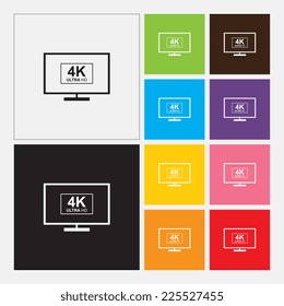 4K UltraHD TV or computer PC monitor display icon - Vector