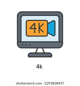 Iconos de contorno de relleno de vectores de 4k. Material gráfico simple