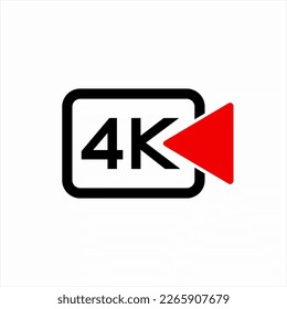 4K Video camera symbol, high definition 4K resolution sign.