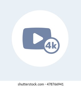 4K video content icon isolated on white