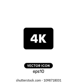 4K Video Symbol Vector Icon Illustration For Web And Mobile Application.Ui/Ux.White Background.