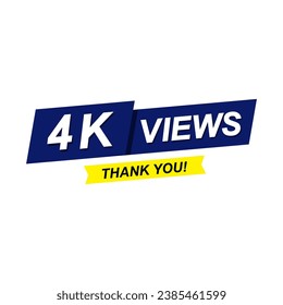 4k Views thank you , vector template design illustration