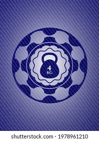 4kg kettlebell icon with denim texture. 