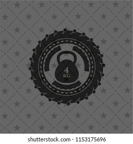 4kg kettlebell icon inside black emblem. Vintage.