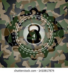 4kg kettlebell icon inside camouflaged emblem
