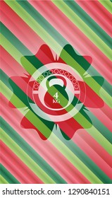 4kg kettlebell icon inside christmas style badge..