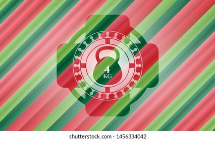 4kg kettlebell icon inside christmas emblem background.