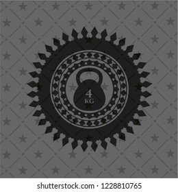 4kg kettlebell icon inside dark badge or emblem