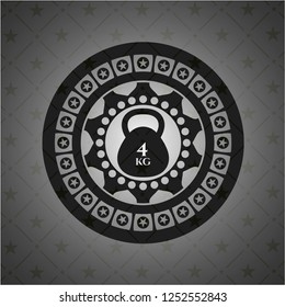 4kg kettlebell icon inside dark badge or emblem