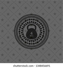 4kg kettlebell icon inside dark emblem. Retro