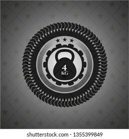 4kg kettlebell icon inside dark emblem. Retro