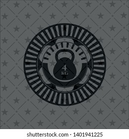 4kg kettlebell icon inside dark emblem. Retro