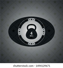 4kg kettlebell icon inside dark badge or emblem