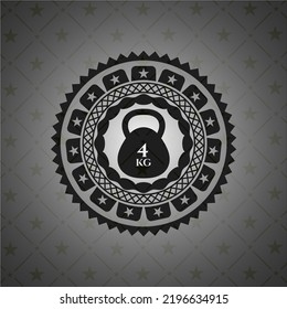 4kg Kettlebell Symbol im dunklen Abzeichen oder Emblem. 