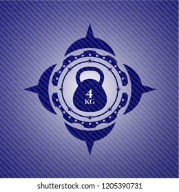 4kg kettlebell icon inside emblem with denim high quality background